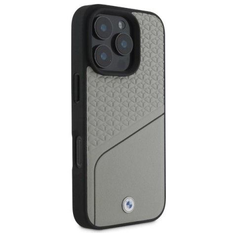 Etui BMW Sign Leather Textured and Line MagSafe na iPhone 16 Pro Max - szare