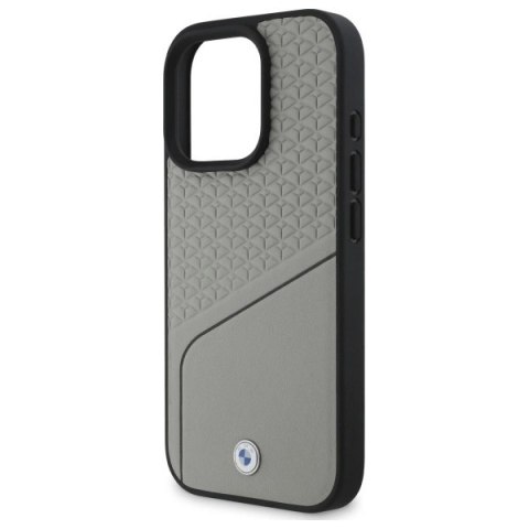 Etui BMW Sign Leather Textured and Line MagSafe na iPhone 16 Pro Max - szare