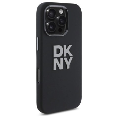 Etui DKNY Liquid Silicone Metal Logo na iPhone 16 Pro - czarne Etui DKNY Liquid Silicone Metal Logo na iPhone 16 Pro - czarne