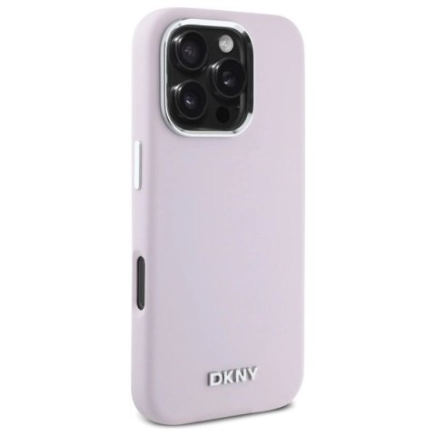 Etui DKNY Liquid Silicone Small Metal Logo MagSafe na iPhone 16 Pro - różowe Etui DKNY Liquid Silicone Small Metal Logo MagSafe na iPhone 16 Pro - różowe