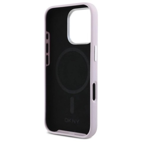 Etui DKNY Liquid Silicone Small Metal Logo MagSafe na iPhone 16 Pro - różowe Etui DKNY Liquid Silicone Small Metal Logo MagSafe na iPhone 16 Pro - różowe