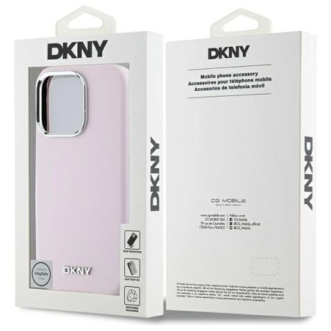 Etui DKNY Liquid Silicone Small Metal Logo MagSafe na iPhone 16 Pro - różowe Etui DKNY Liquid Silicone Small Metal Logo MagSafe na iPhone 16 Pro - różowe
