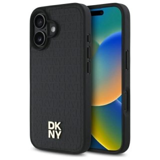 Etui DKNY Repeat Pattern Stack Logo MagSafe iPhone 16 - czarne