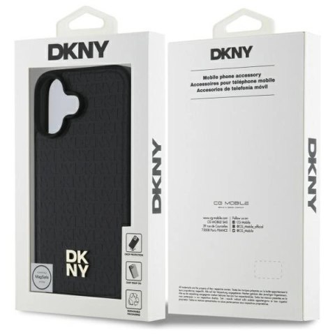 Etui DKNY Repeat Pattern Stack Logo MagSafe iPhone 16 - czarne