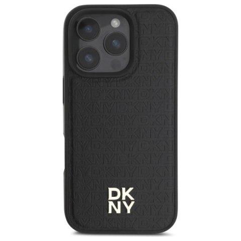 Etui DKNY Repeat Pattern Stack Logo MagSafe na iPhone 16 Pro - czarne