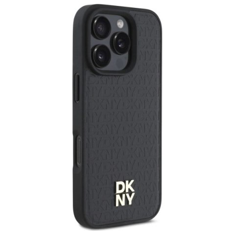 Etui DKNY Repeat Pattern Stack Logo MagSafe na iPhone 16 Pro - czarne