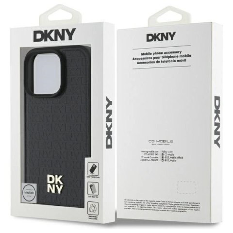 Etui DKNY Repeat Pattern Stack Logo MagSafe na iPhone 16 Pro - czarne