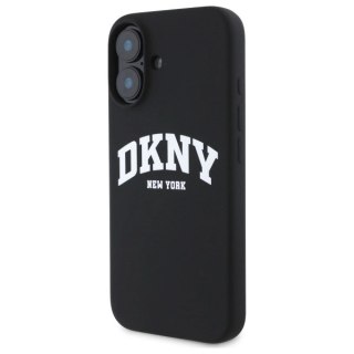 Etui DKNY Silicone White Printed Logo MagSafe na iPhone 16 - czarne