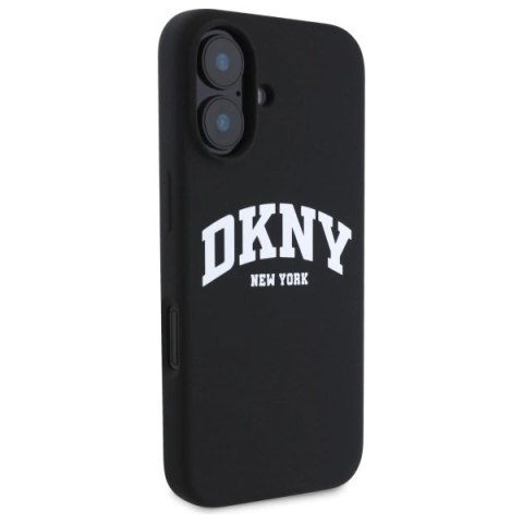 Etui DKNY Silicone White Printed Logo MagSafe na iPhone 16 - czarne Etui DKNY Silicone White Printed Logo MagSafe na iPhone 16 - czarne
