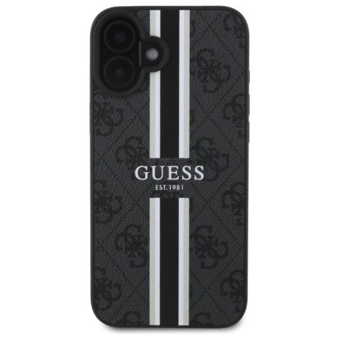 Etui Guess 4G Printed Stripes MagSafe na iPhone 16 - czarne Etui Guess 4G Printed Stripes MagSafe na iPhone 16 - czarne