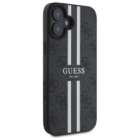Etui Guess 4G Printed Stripes MagSafe na iPhone 16 - czarne Etui Guess 4G Printed Stripes MagSafe na iPhone 16 - czarne