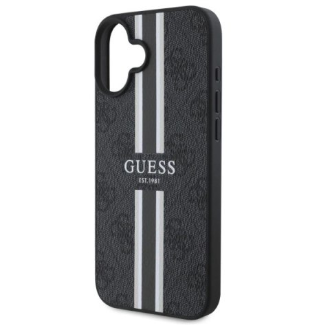 Etui Guess 4G Printed Stripes MagSafe na iPhone 16 - czarne Etui Guess 4G Printed Stripes MagSafe na iPhone 16 - czarne