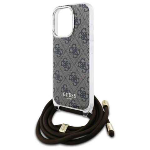 Etui Guess Crossbody Cord 4G Print na iPhone 16 Pro Max - brązowe Etui Guess Crossbody Cord 4G Print na iPhone 16 Pro Max - brązowe