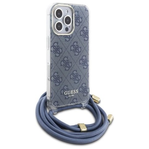 Etui Guess Crossbody Cord 4G Print na iPhone 16 Pro Max - niebieskie Etui Guess Crossbody Cord 4G Print na iPhone 16 Pro Max - niebieskie