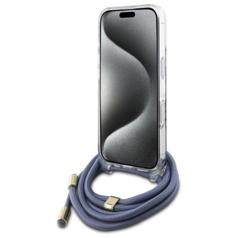 Etui Guess Crossbody Cord 4G Print na iPhone 16 Pro Max - niebieskie Etui Guess Crossbody Cord 4G Print na iPhone 16 Pro Max - niebieskie