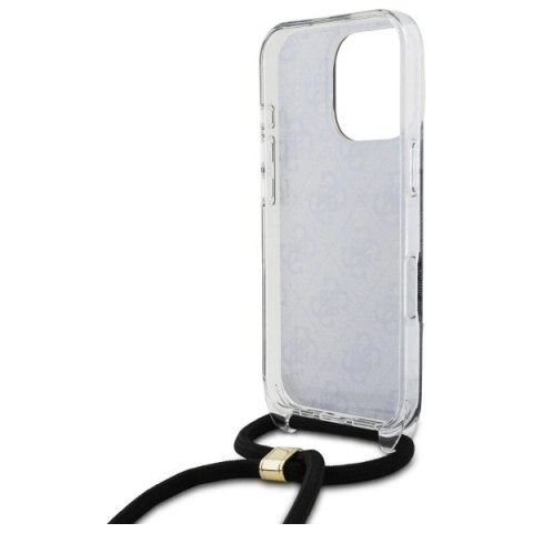 Etui Guess Crossbody Cord 4G Print ze smyczą na iPhone 16 Pro - czarne Etui Guess Crossbody Cord 4G Print ze smyczą na iPhone 16 Pro - czarne