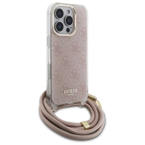 Etui Guess Crossbody Cord 4G Print ze smyczą na iPhone 16 Pro - różowe Etui Guess Crossbody Cord 4G Print ze smyczą na iPhone 16 Pro - różowe