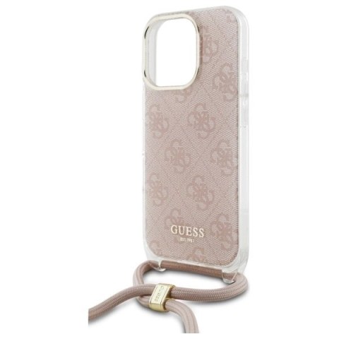 Etui Guess Crossbody Cord 4G Print ze smyczą na iPhone 16 Pro - różowe Etui Guess Crossbody Cord 4G Print ze smyczą na iPhone 16 Pro - różowe
