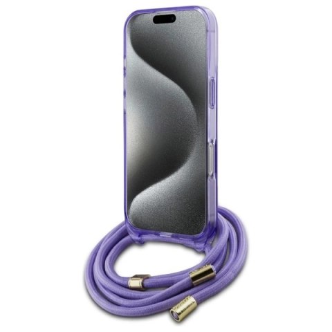 Etui Guess Crossbody Cord Script MagSafe na iPhone 16 Pro Max - fioletowe Etui Guess Crossbody Cord Script MagSafe na iPhone 16 Pro Max - fioletowe