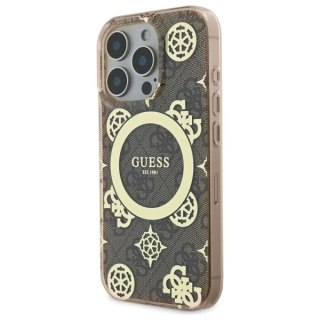 Etui Guess IML Peony On 4G Background MagSafe na iPhone 16 Pro Max - brązowe