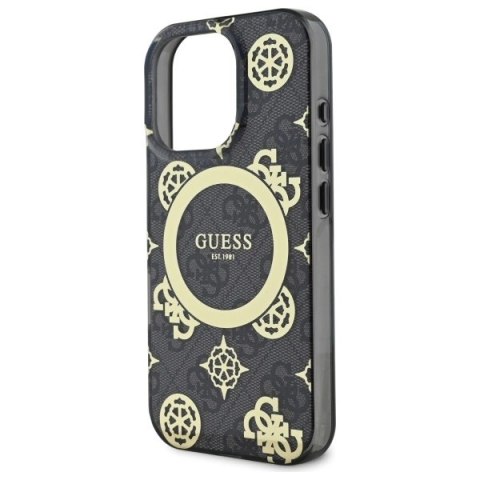 Etui Guess IML Peony On 4G Background MagSafe na iPhone 16 Pro Max - czarne