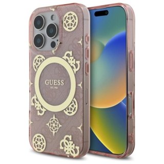 Etui Guess IML Peony On 4G Background MagSafe na iPhone 16 Pro Max - różowe