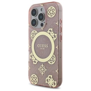 Etui Guess IML Peony On 4G Background MagSafe na iPhone 16 Pro - różowe