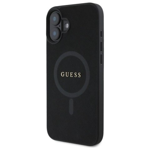 Etui Guess Saffiano Classic Logo MagSafe na iPhone 16 - czarne Etui Guess Saffiano Classic Logo MagSafe na iPhone 16 - czarne