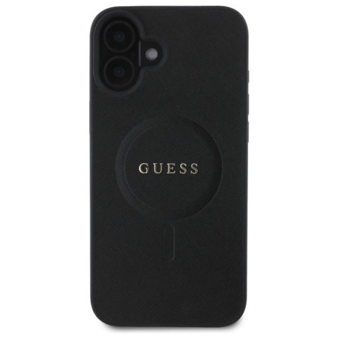 Etui Guess Saffiano Classic Logo MagSafe na iPhone 16 - czarne Etui Guess Saffiano Classic Logo MagSafe na iPhone 16 - czarne