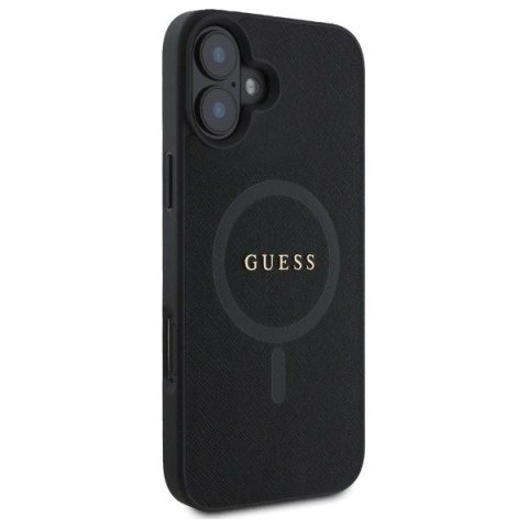 Etui Guess Saffiano Classic Logo MagSafe na iPhone 16 - czarne Etui Guess Saffiano Classic Logo MagSafe na iPhone 16 - czarne