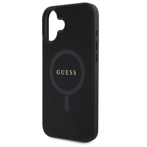 Etui Guess Saffiano Classic Logo MagSafe na iPhone 16 - czarne Etui Guess Saffiano Classic Logo MagSafe na iPhone 16 - czarne