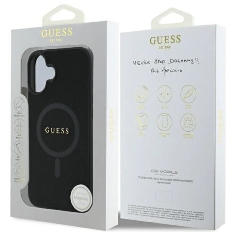 Etui Guess Saffiano Classic Logo MagSafe na iPhone 16 - czarne Etui Guess Saffiano Classic Logo MagSafe na iPhone 16 - czarne
