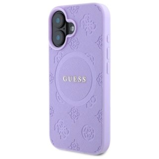Etui Guess Saffiano Peony Classic Logo MagSafena iPhone 16 Plus - fioletowe