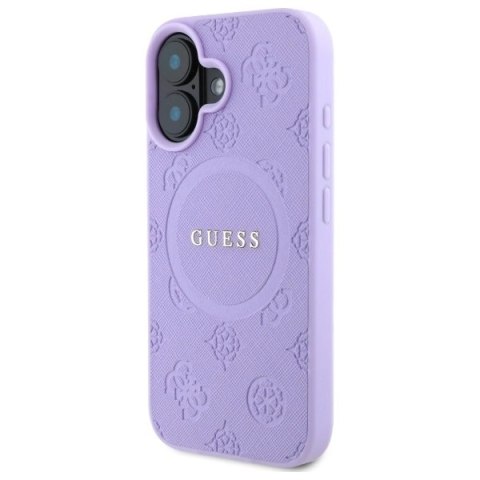 Etui Guess Saffiano Peony Classic Logo MagSafena iPhone 16 Plus - fioletowe Etui Guess Saffiano Peony Classic Logo MagSafena iPhone 16 Plus - fioletowe