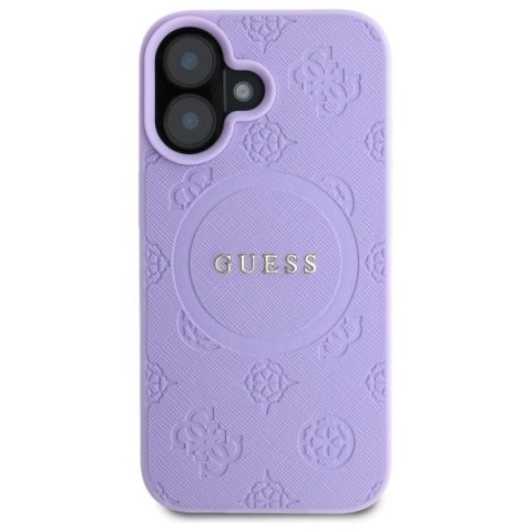 Etui Guess Saffiano Peony Classic Logo MagSafena iPhone 16 Plus - fioletowe Etui Guess Saffiano Peony Classic Logo MagSafena iPhone 16 Plus - fioletowe