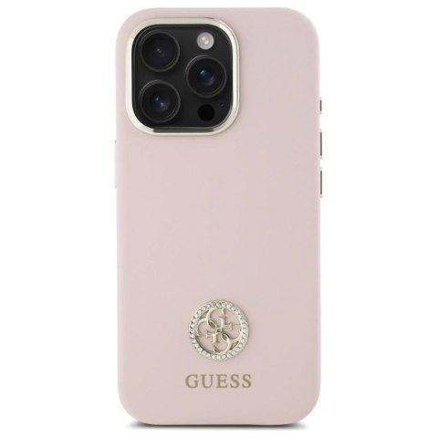 Etui Guess Silicone Logo Strass 4G na iPhone 16 Pro Max - jasnoróżowe Etui Guess Silicone Logo Strass 4G na iPhone 16 Pro Max - jasnoróżowe