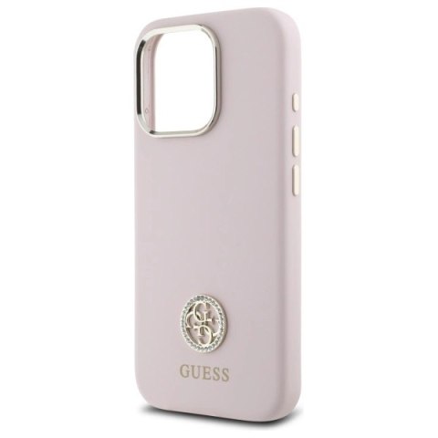 Etui Guess Silicone Logo Strass 4G na iPhone 16 Pro Max - jasnoróżowe Etui Guess Silicone Logo Strass 4G na iPhone 16 Pro Max - jasnoróżowe