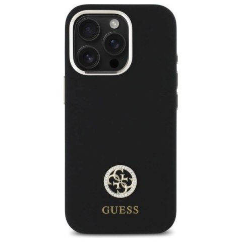 Etui Guess Silicone Logo Strass 4G na iPhone 16 Pro - czarne Etui Guess Silicone Logo Strass 4G na iPhone 16 Pro - czarne
