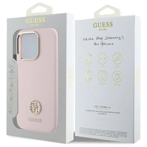 Etui Guess Silicone Logo Strass 4G na iPhone 16 Pro - jasnoróżowe Etui Guess Silicone Logo Strass 4G na iPhone 16 Pro - jasnoróżowe