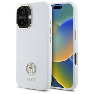 Etui Guess Silicone Logo Strass 4G na iPhone 16 - białe
