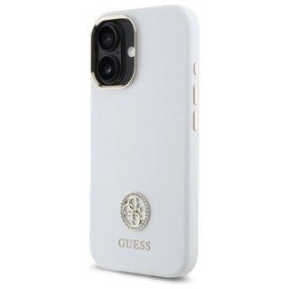 Etui Guess Silicone Logo Strass 4G na iPhone 16 - białe