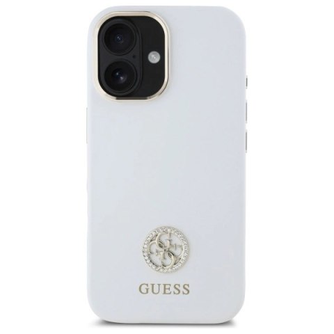 Etui Guess Silicone Logo Strass 4G na iPhone 16 - białe Etui Guess Silicone Logo Strass 4G na iPhone 16 - białe