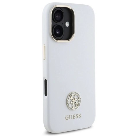 Etui Guess Silicone Logo Strass 4G na iPhone 16 - białe Etui Guess Silicone Logo Strass 4G na iPhone 16 - białe