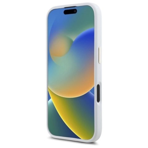 Etui Guess Silicone Logo Strass 4G na iPhone 16 - białe Etui Guess Silicone Logo Strass 4G na iPhone 16 - białe