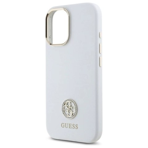 Etui Guess Silicone Logo Strass 4G na iPhone 16 - białe Etui Guess Silicone Logo Strass 4G na iPhone 16 - białe