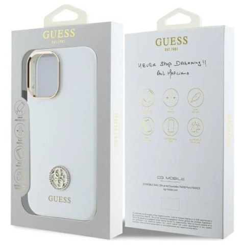 Etui Guess Silicone Logo Strass 4G na iPhone 16 - białe Etui Guess Silicone Logo Strass 4G na iPhone 16 - białe
