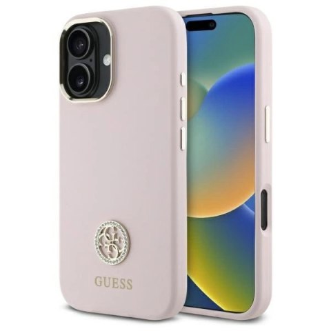 Etui Guess Silicone Logo Strass 4G na iPhone 16 - jasnoróżowe Etui Guess Silicone Logo Strass 4G na iPhone 16 - jasnoróżowe