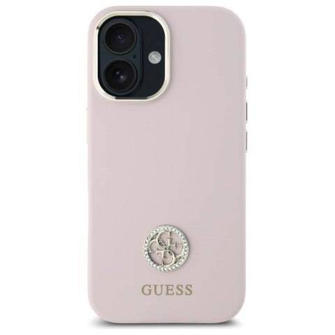 Etui Guess Silicone Logo Strass 4G na iPhone 16 - jasnoróżowe Etui Guess Silicone Logo Strass 4G na iPhone 16 - jasnoróżowe