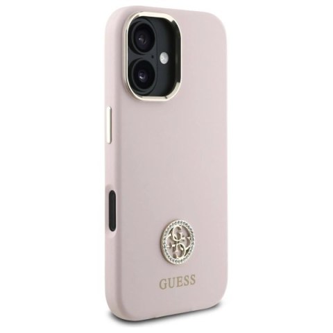 Etui Guess Silicone Logo Strass 4G na iPhone 16 - jasnoróżowe Etui Guess Silicone Logo Strass 4G na iPhone 16 - jasnoróżowe