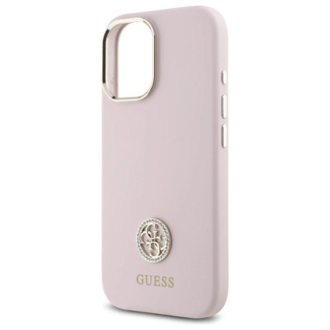 Etui Guess Silicone Logo Strass 4G na iPhone 16 - jasnoróżowe Etui Guess Silicone Logo Strass 4G na iPhone 16 - jasnoróżowe